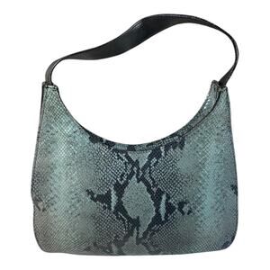 Vtg Cristian 100% Italian Leather Snakeskin Textured Hobo Bag Crescent Purse